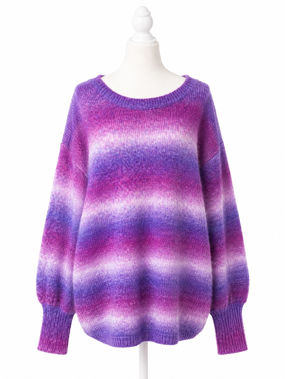 Karen Kane 2X NWT Fuzzy Ombre Wool Blend Sweater Purple Pink Sleeve MSRP $139